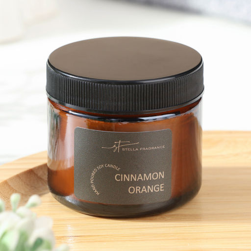Ароматическая свеча в банке Cinnamon orange, соевый воск, 50 г, апельсин и корица