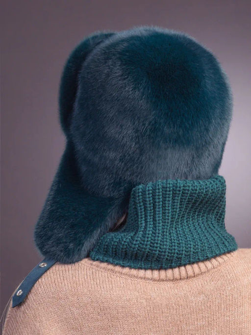 шапка Ушанка экомех изумруд - Davidovfox фото 7