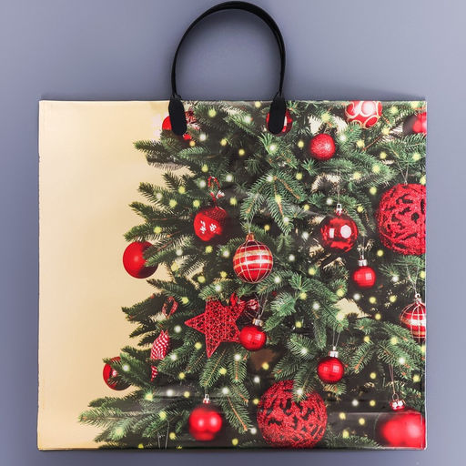 Цена за 10 шт. Пакет новогодний «Мерцание», полиэтиленовый с пластиковой ручкой, 37×33 см