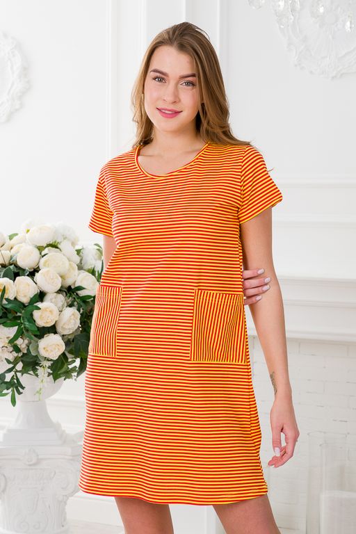 Туника женская из кулирки Руслана красная полоса на жёлтом - Амадэль фото 23