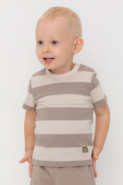 Crockid _ КР 302374/бежевый,коричневый,полоска к552 фуфайка (футболка) д/мал яс  фото 5