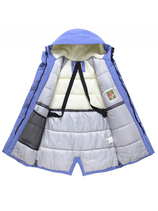 Парка зимняя женская с капюшоном василькового цвета 9538-1Vs - Valianly фото 3