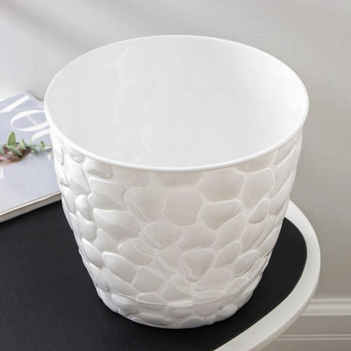 Горшок для цветов с поддоном «Камни», 8 л, пластиковый, белый