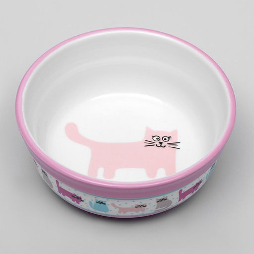 Миска керамическая Кошачья жизнь 270 мл 12.75 см, розовая - Пижон фото 4
