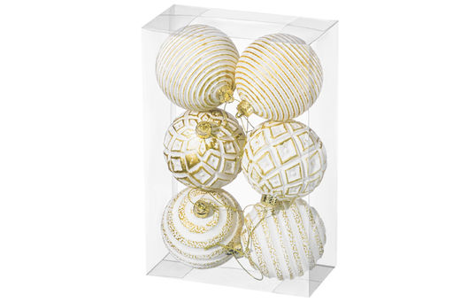 Набор 6 новогодних шаров 8*8 см Золотой винтаж шампань с эффектом старины - Elan gallery фото 13