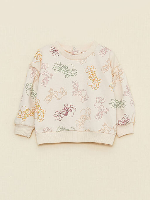 Bisiklet Yaka Uzun Kollu Minnie Mouse Bask?l? K?z Bebek Sweatshirt ve Tayt 2li Tak?m - Waikiki фото 2