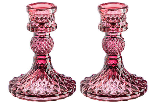 Набор 2 подсвечников 7,7*7,7*10 см бордовый, стекло - Elan gallery фото 5