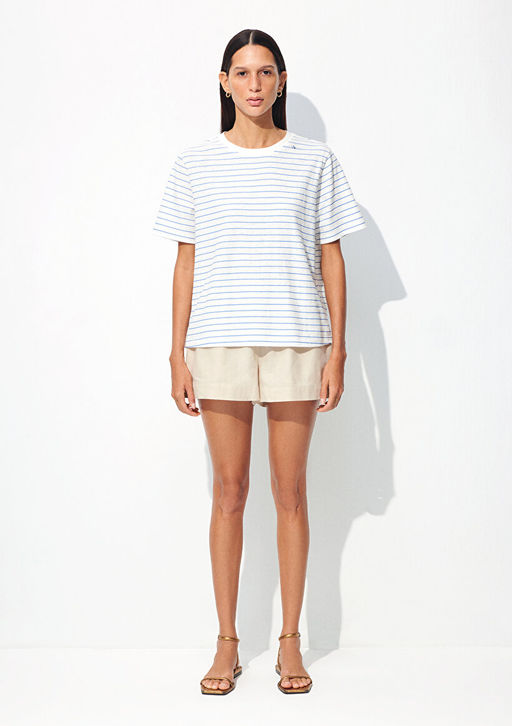 Keten Kar?s?ml? Mavi Tisort  фото 3