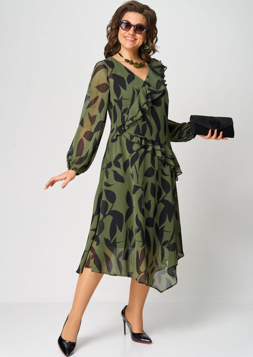 Платье EVA GRANT 7122 принт олива  фото 6