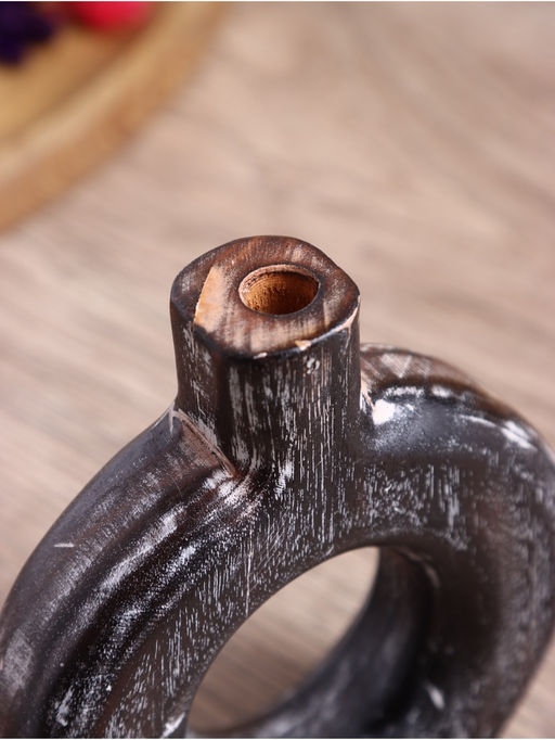 Ваза для сухоцветов «Сканди», 12×3×13 см, дерево джати, тёмно-коричневая