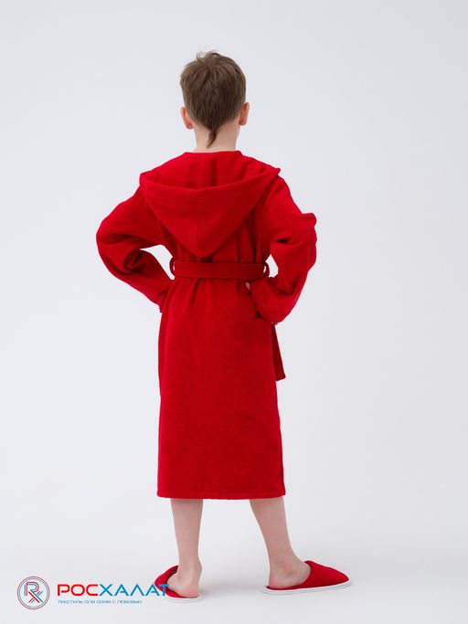 Детский махровый халат с капюшоном красный МЗ-04 (67)