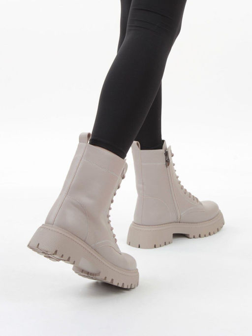 04-PAM439-2Z GRAY/BEIGE Ботинки зимние женские (натуральная кожа, 100% шерсть)