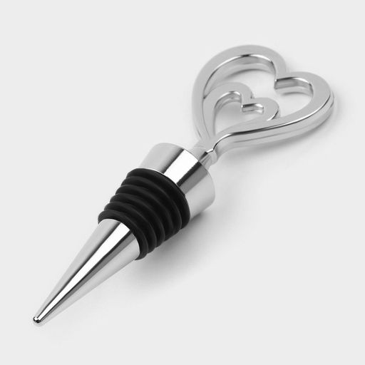 Пробка для бутылки Доляна Двойное сердце, 11.5 см, цвет серебристый  фото 3