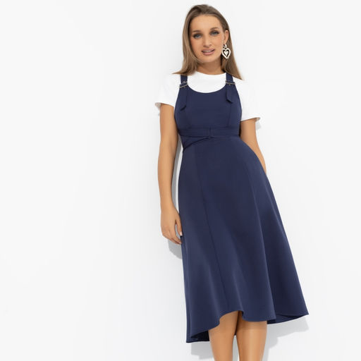 Сарафан с регулируемыми лямками Смелее чем вчера (синий с поясом)