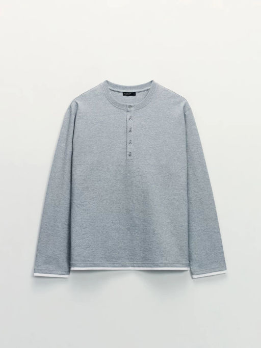 Контрастный лонгслив хенли / Zarina  фото 8