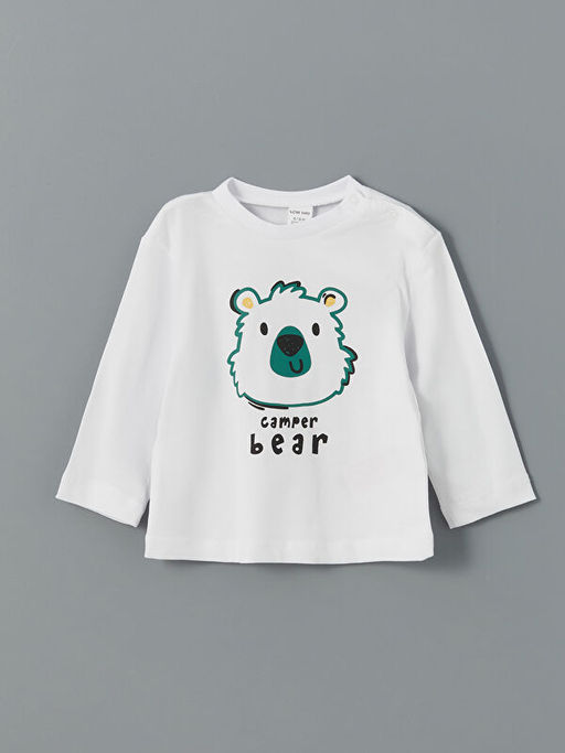 Uzun Kollu Bask?l? Erkek Bebek Ti??rt