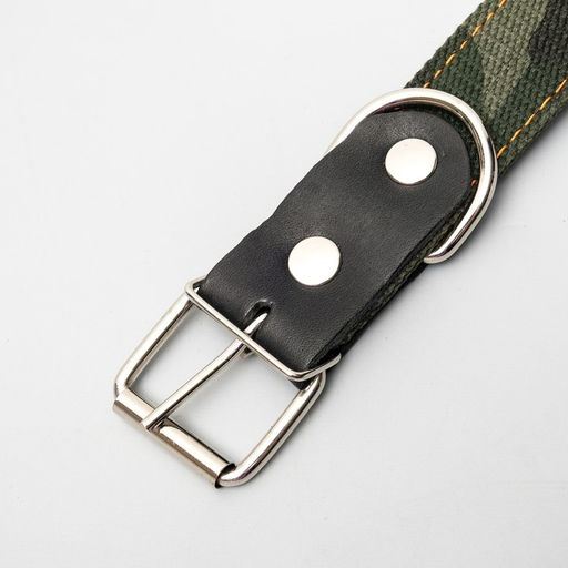 Ошейник брезентовый двухслойный Камуфляж, 72 х 3,5 см, ОШ 45-60 см - Пижон фото 2