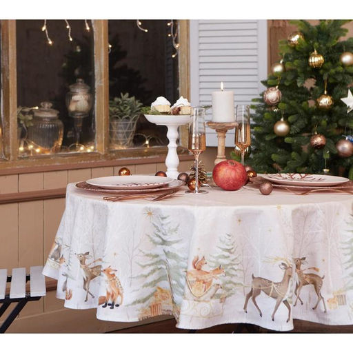 Скатерть новогодняя Этель Christmas forest, d=150  3 см с ГМВО, 100% хлопок, саржа 190 г/м?