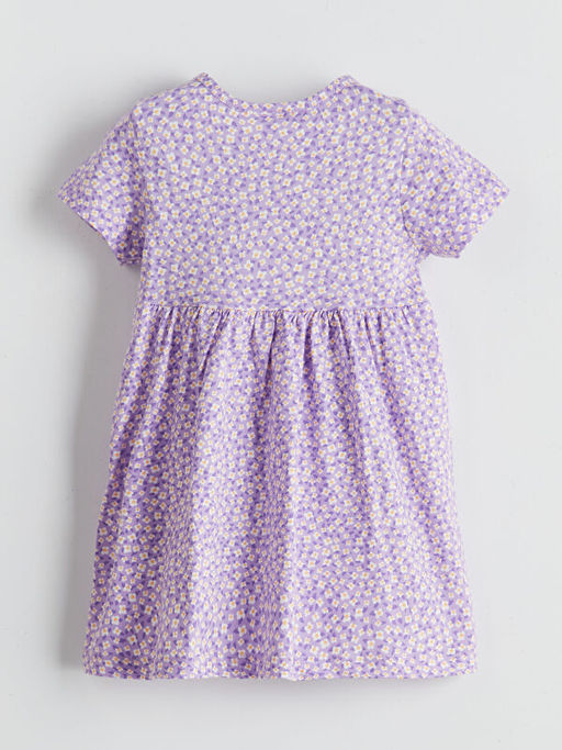 Bisiklet Yaka ?i?ekli K?z ?ocuk Elbise