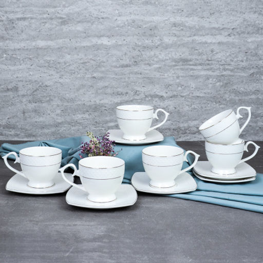 Чайный набор 12 предметов 300 мл на ножке / GA2-12G /уп 8/ костяной фарфор - Галеонтрейд фото 7