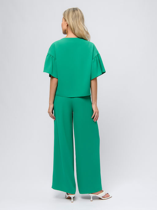 Блуза зеленого цвета с рукавами-воланами - 1001dress фото 3