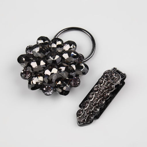 Декоративная застёжка «Стеклянный цветок», 10.5×5 см, цвет чёрный