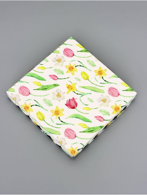 Цена за 5 шт. Коробка для печенья, «Тюльпаны», 21×21×3 см