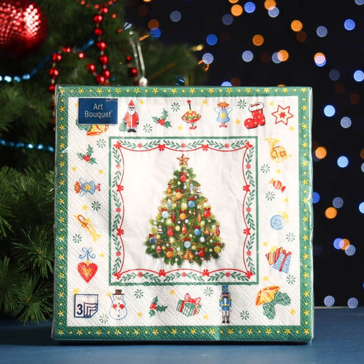 Цена за 2 шт. Салфетки бумажные Art Bouquet Новогодняя сказка на белом, 3 слоя, 33?33 см, 20 шт.