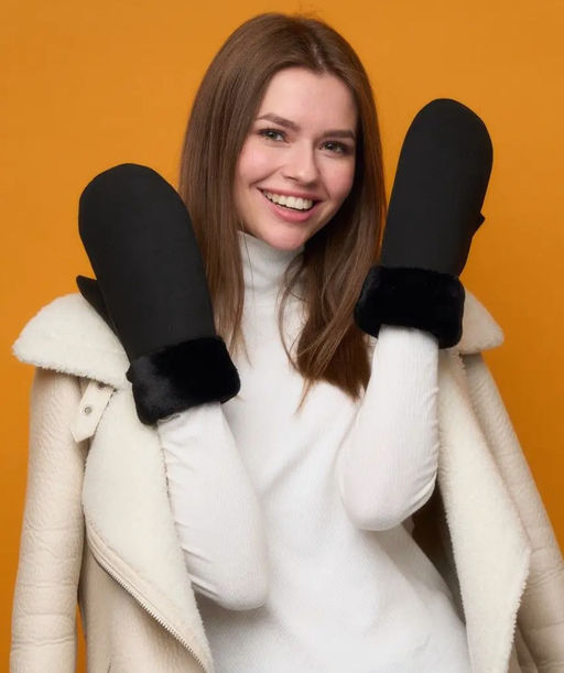 K13129 Варежки (внутри мех) ЧЕРНЫЙ