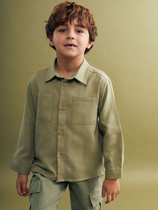 Basic Gabardin Uzun Kollu Erkek ?ocuk G?mlek