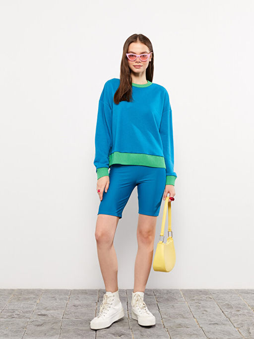 Kad?n Beli Lastikli D?z Biker ?ort Tayt