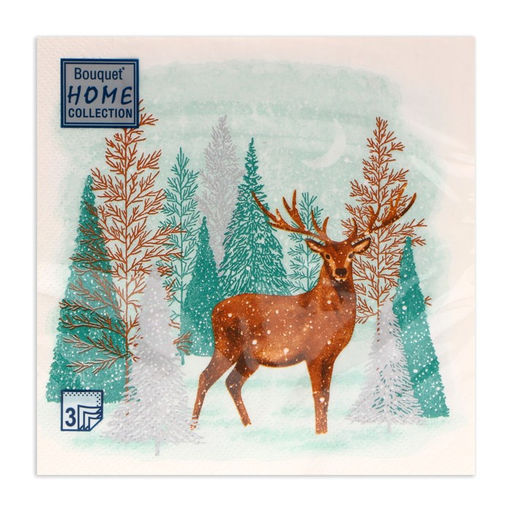 Цена за 2 шт. Салфетки новогодние бумажные Home Collection Classic «Лесной олень», 3 слоя, 33х33 см, 20 шт