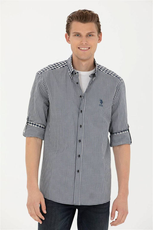 Мужская темно-синяя рубашка с длинным рукавом - U.s. polo assn фото 3