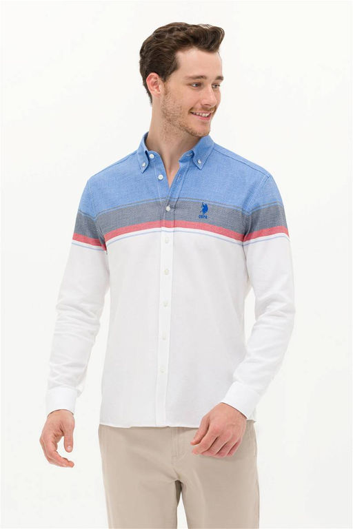 Мужская белая рубашка с длинным рукавом - U.s. polo assn фото 3