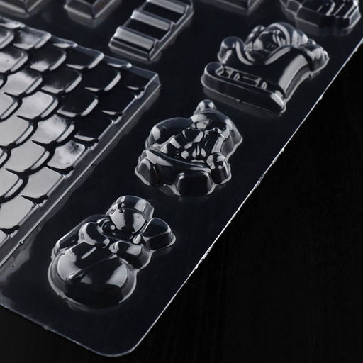 Цена за 20 шт. Форма для шоколада новогодняя Элементы домика, 12 ячеек, 15?8?2.5 см, цвет прозрачный