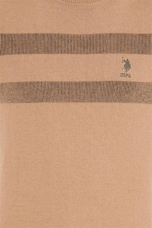 U. S. Polo Assn Мужской светло-коричневый меланжевый трикотажный свитер с воротником - U.s. polo assn фото 14
