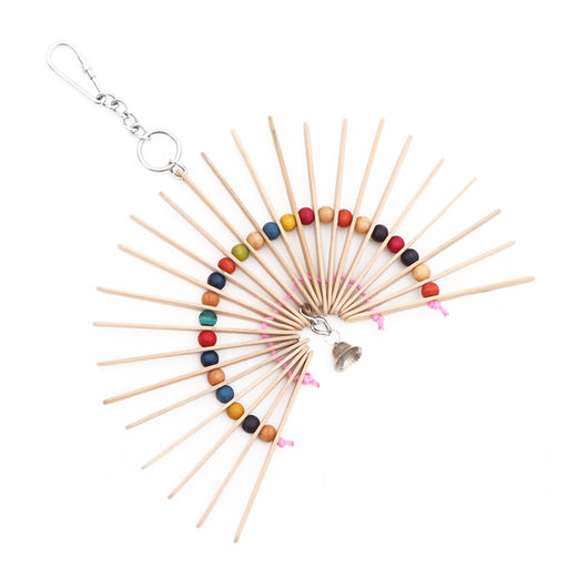 Игрушка для птиц Веер с колокольчиком, натуральное дерево, 25 х 20 см - Пижон фото 5