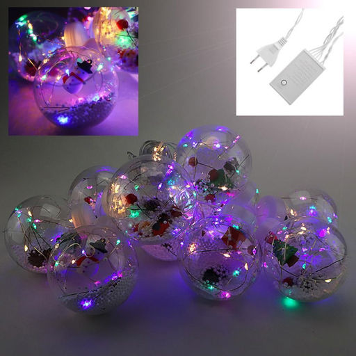 Гирлянда декоративная - шарики с фигурками (3м, цветная)