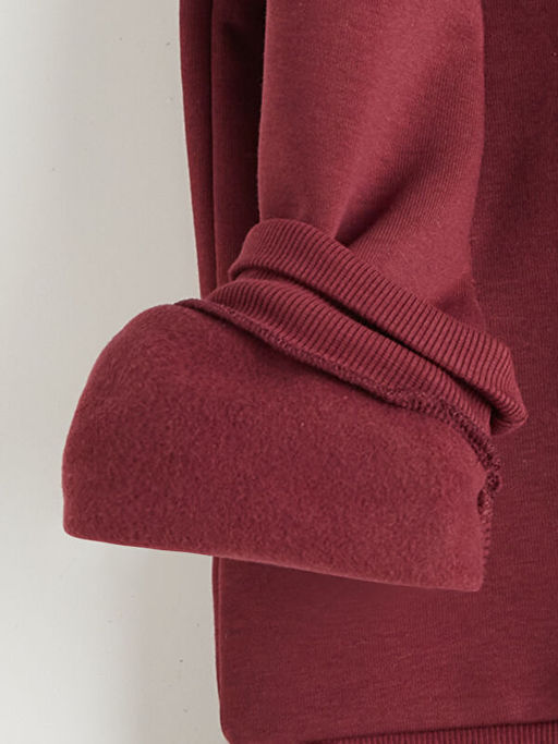 Bisiklet Yaka Bask?l? K?z ?ocuk Kal?n Sweatshirt