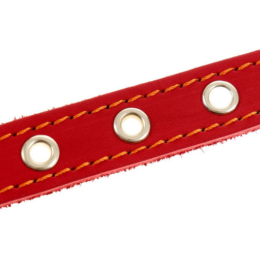 Ошейник кожаный однослойный безразмерный, 45 х 2 см, ОШ 18-39 см, красный - Пижон фото 4