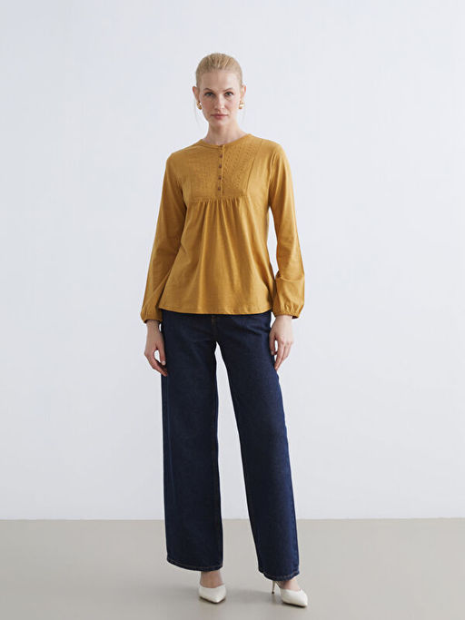 Bisiklet Yaka Nak??l? Bluz