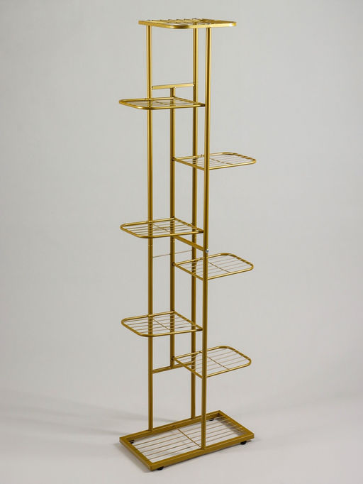 Подставка для цветов Greengo, 8 полок, 43×22×141 см, напольная, металл, цвет золотой