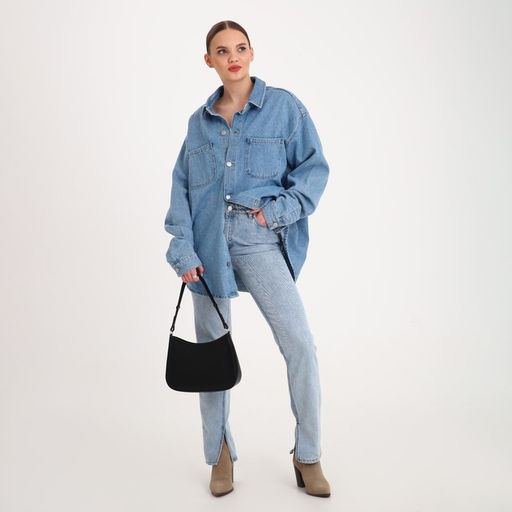 Сумка женская багет TEXTURA на молнии, 28×6×17 см, чёрная