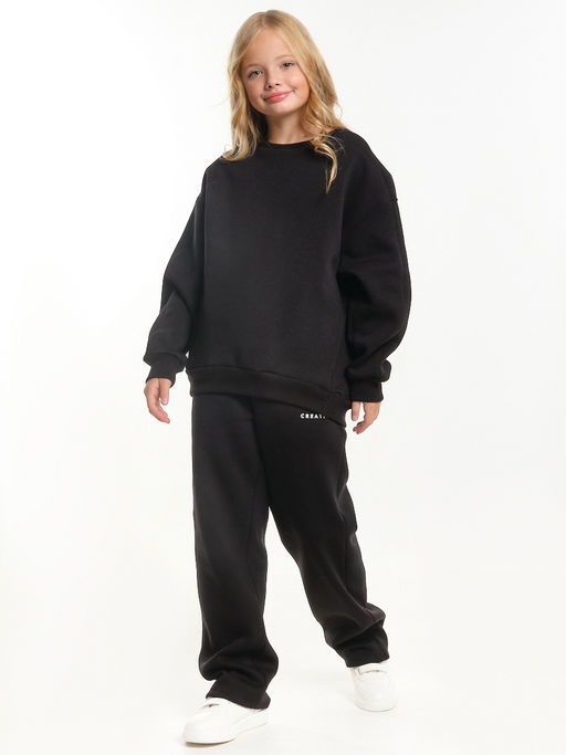 Костюм спортивный для девочки теплая школьная форма с начесом 22-7318 черный - Mini maxi фото 7