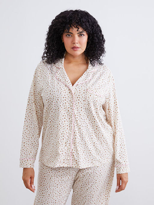 B?y?k Beden ?i?ekli Kad?n Pijama Tak?m?