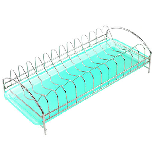 Сушилка проволочная для посуды хромированная настольная одноярусная 39х18,5х11см, с поддоном (Китай)