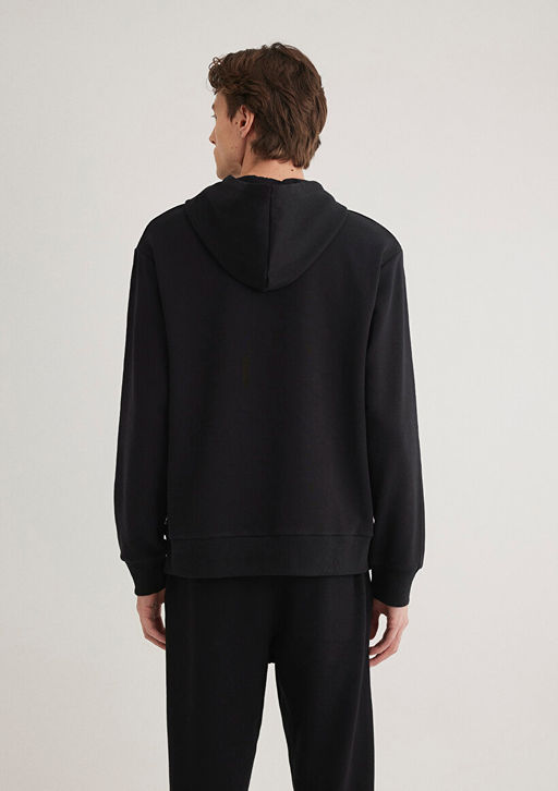 Mavi Logo Bask?l? Kapusonlu Siyah Sweatshirt  фото 4