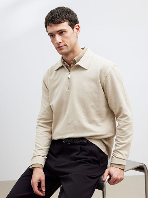 Polo Yaka Erkek Sweatshirt