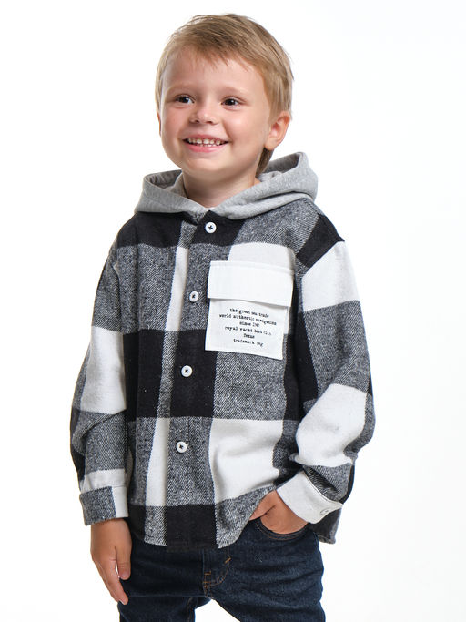 Рубашка с капюшоном комфорт и стиль UD 7988 клетка черная - Mini maxi фото 13