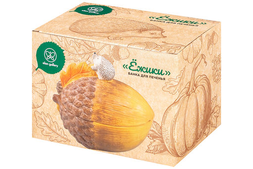 Банка д/печенья 650 мл 12,5*19*15,5 см "Ёжики", с крышкой, керамика